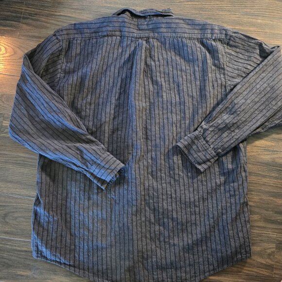 IZOD Men's Charcoal Gray & Black Pin Stripe Cotton/Linen Shirt SIZE XXL - Picture 5 of 7